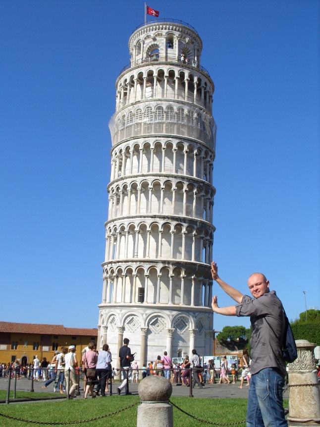 holding up the leaning tower of pisa