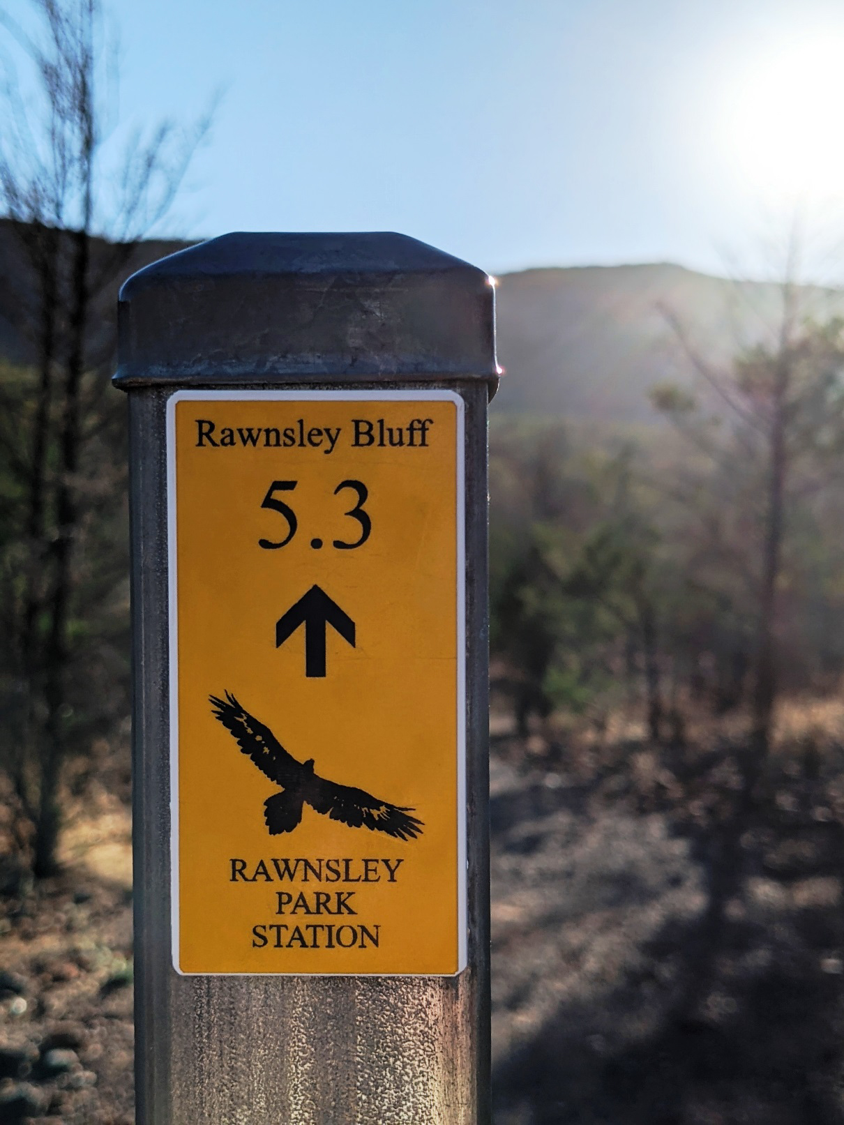 rawnsley bluff hike marker