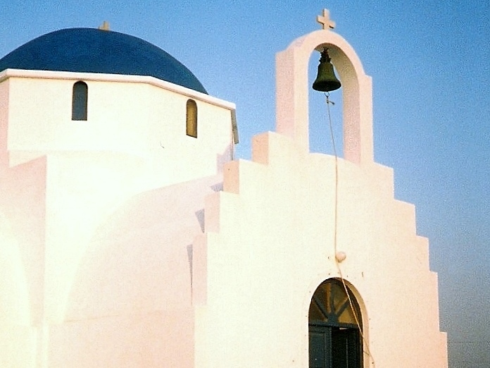 greek church blue dome