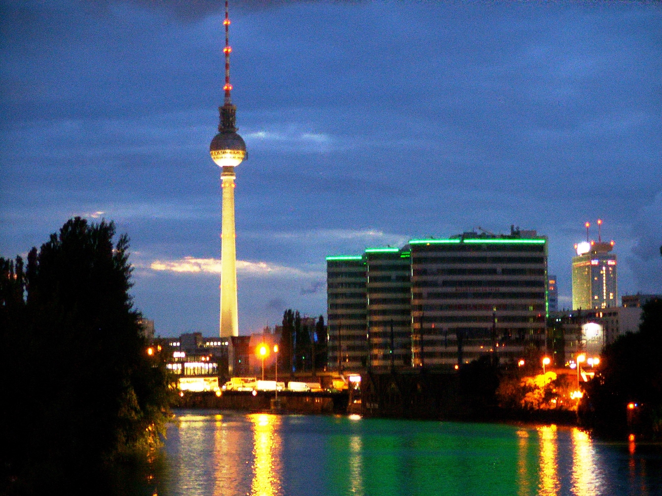 berlin tower at night